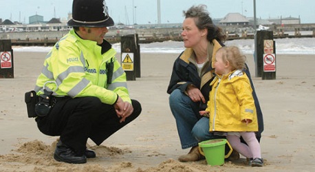 Officer on beach